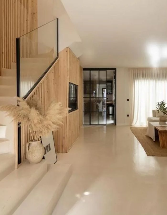 Microcement seamless floor installation St. George Utahs floor and staircase — luxury interior St. George Utah